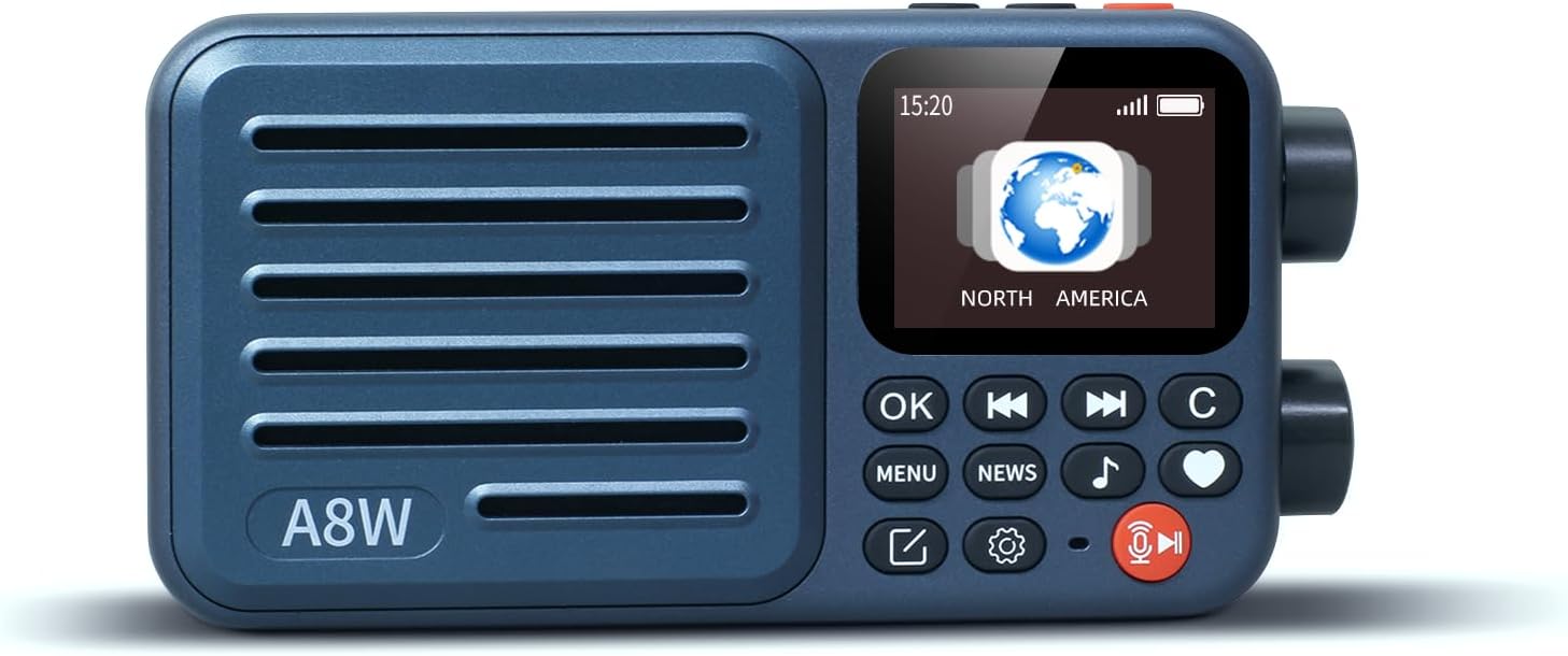 Choyong A8W portable smart internet radio front view with digital screen