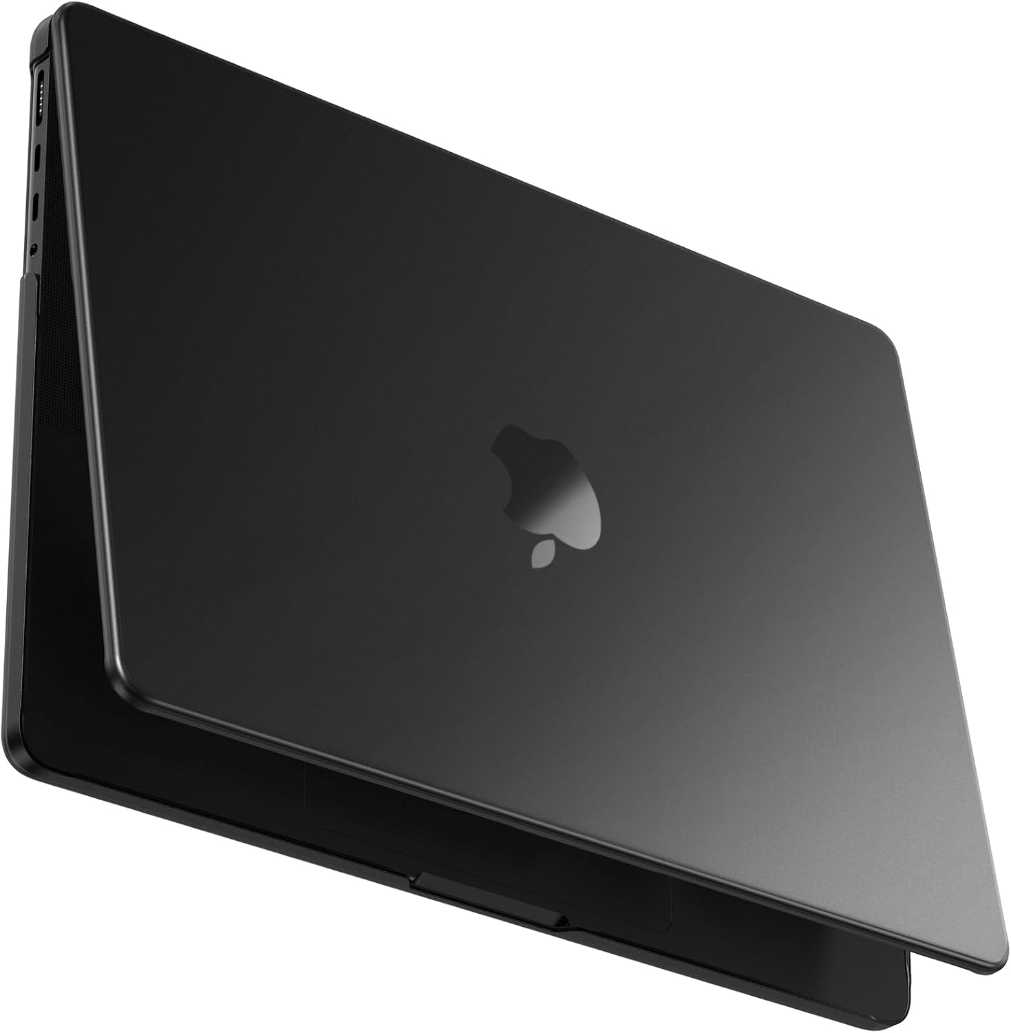 BlueSwan matte case for MacBook Pro 14 front view showing space black translucent shell
