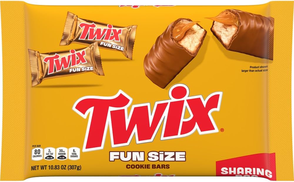 Twix imported bulk candy bag showing chocolate product details