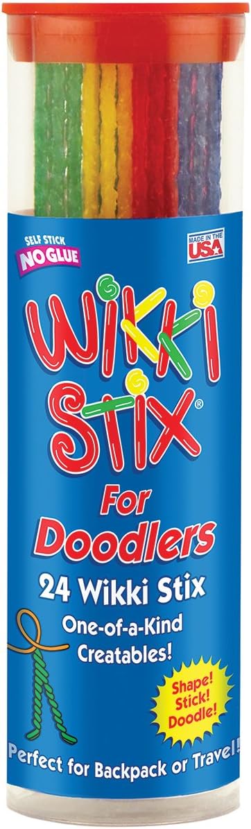 Wikki Stix Doodler Travel Toy for Kids - 24 Reusable Wax Sticks for Sensory Play, Screen-Free Airplane & Road Trip Activity, Mess-Free Fidget Craft for Ages 3+ Made in USA - Image 1