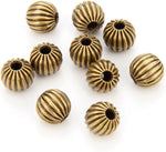 Adabele corrugated melon round beads 8mm antique bronze front view jewelry making