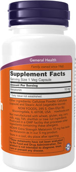 Now Foods Melatonin Extra Strength supplement label ingredients and directions view