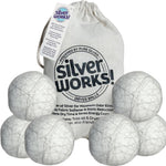 SilverWorks! Wool Dryer Balls laundry pack front view on white background