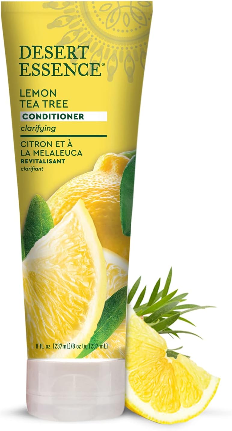 Desert Essence conditioner tube showing net volume and key organic ingredients