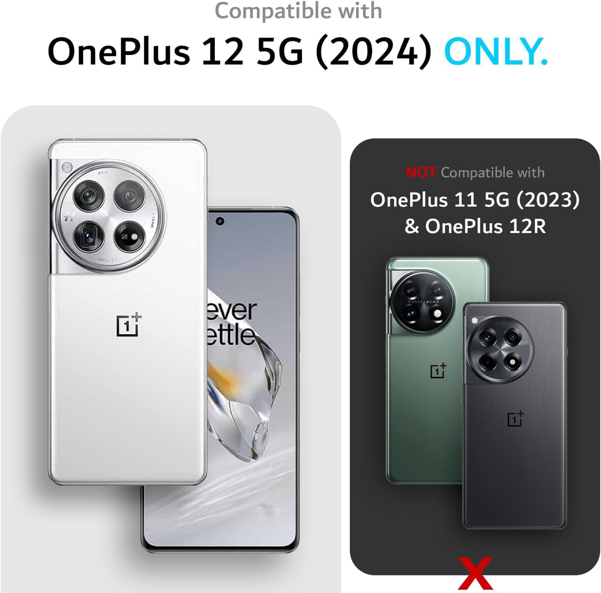 TUDIA OnePlus 12 protective cover back angle displaying textured anti-slip grip