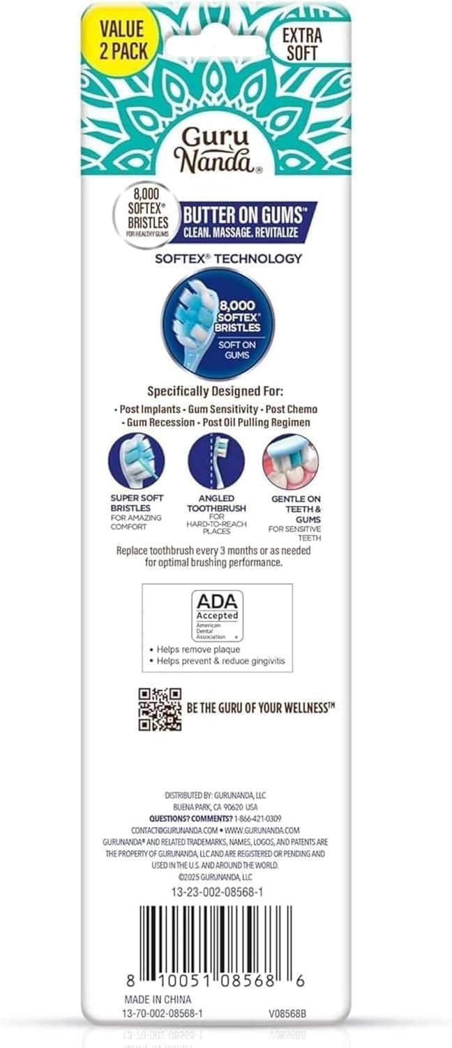GuruNanda Butter on Gums Toothbrush with Extra Soft Bristles for Sensitive Gums, Soft Toothbrush for Kids & Adults, 2 ct - Image 12