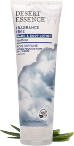 Desert Essence sensitive skin lotion bottle back label ingredient details