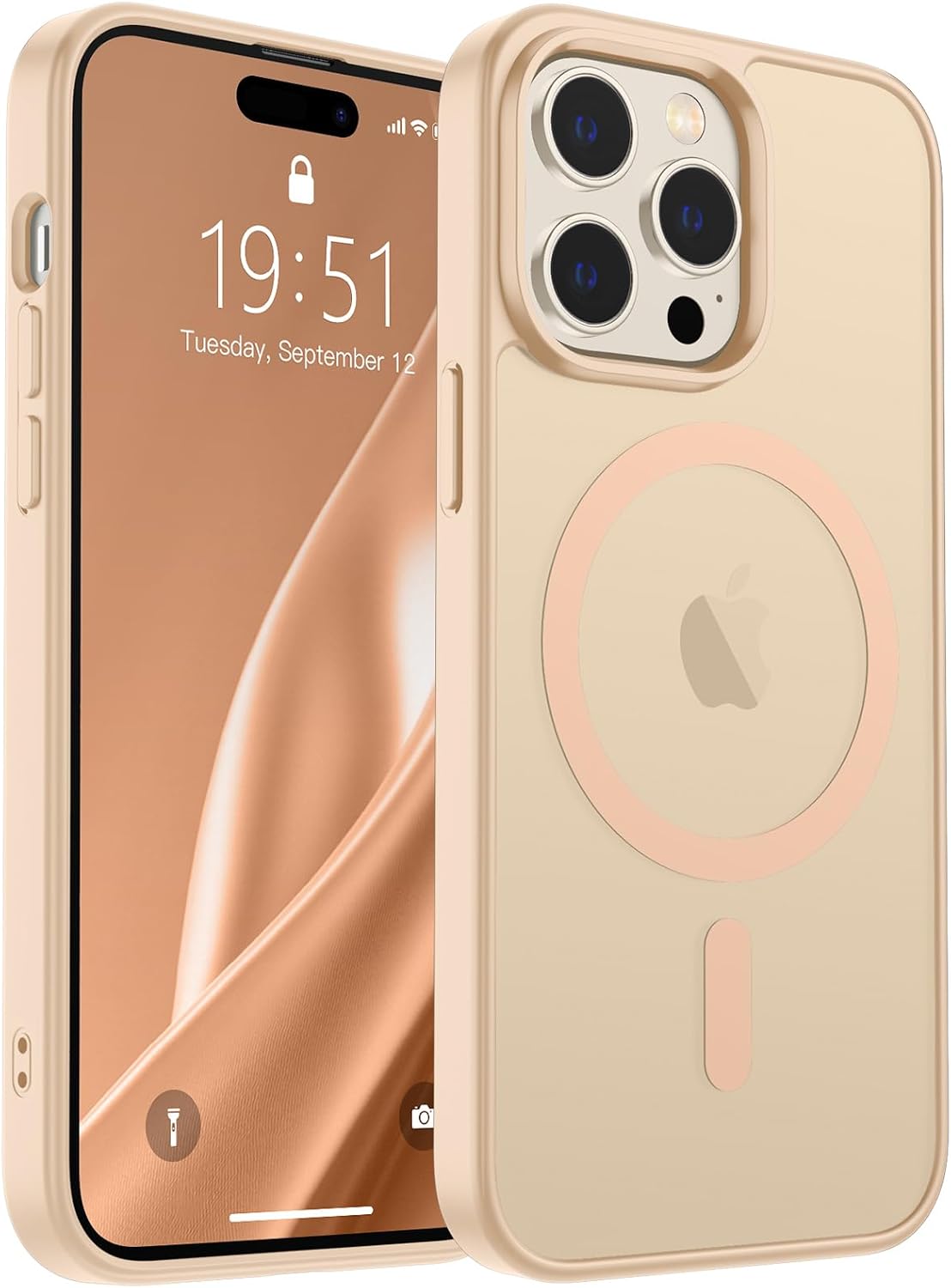 Supfine magnetic iPhone 14 pro case sand pink front view