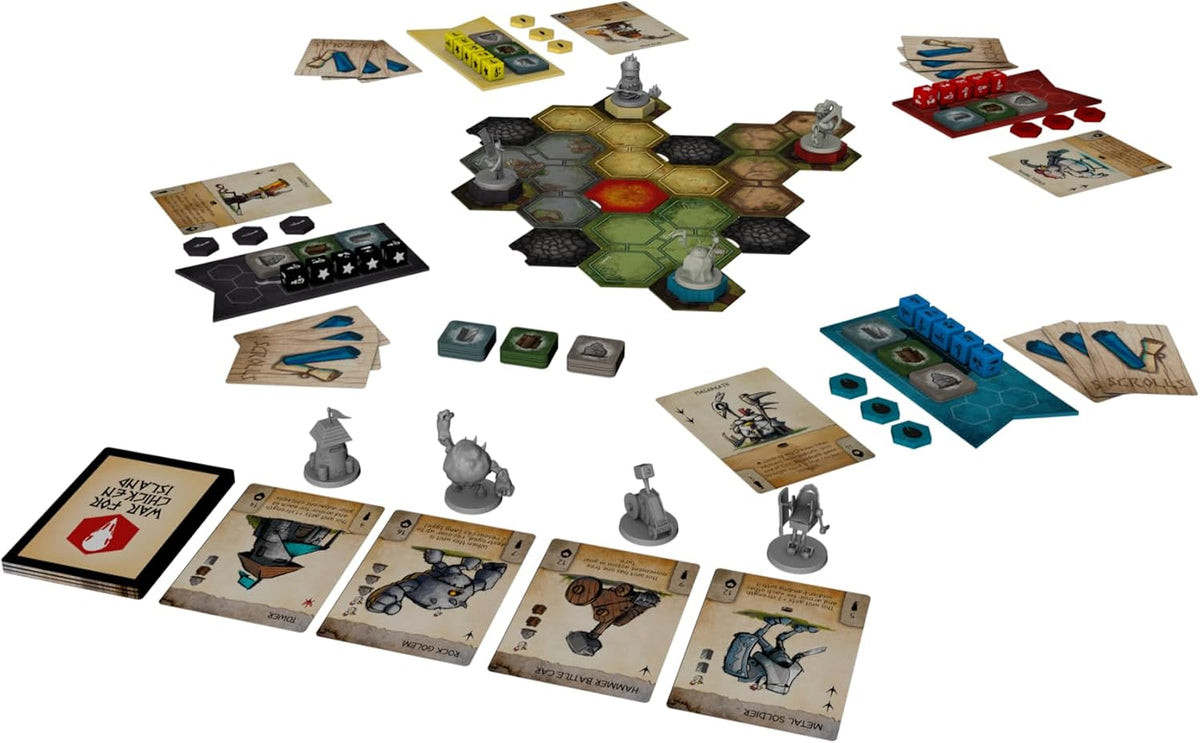 Modular island game board set up for tactical combat
