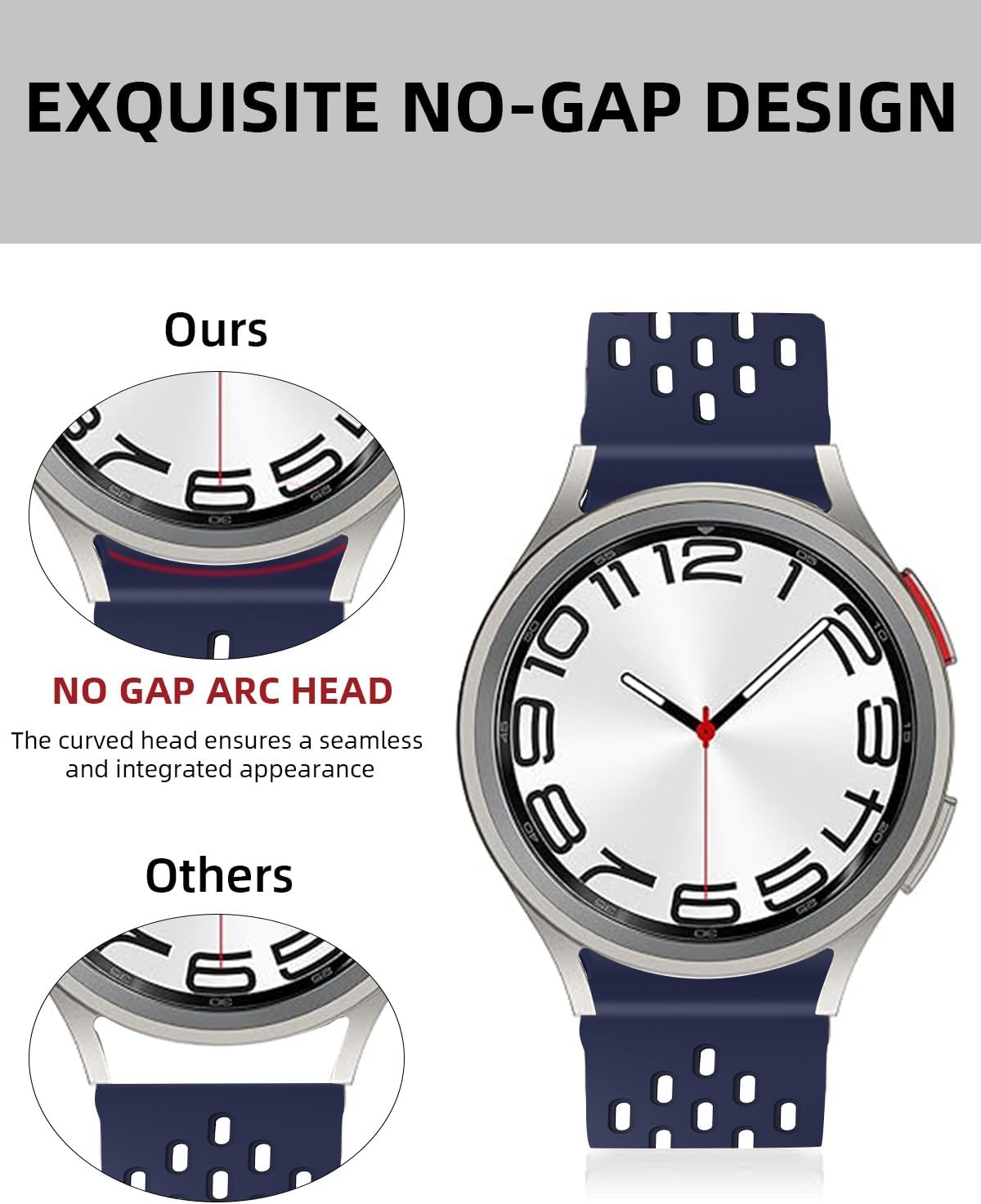 Quick release pin interface for easy installation on Samsung Galaxy watches.