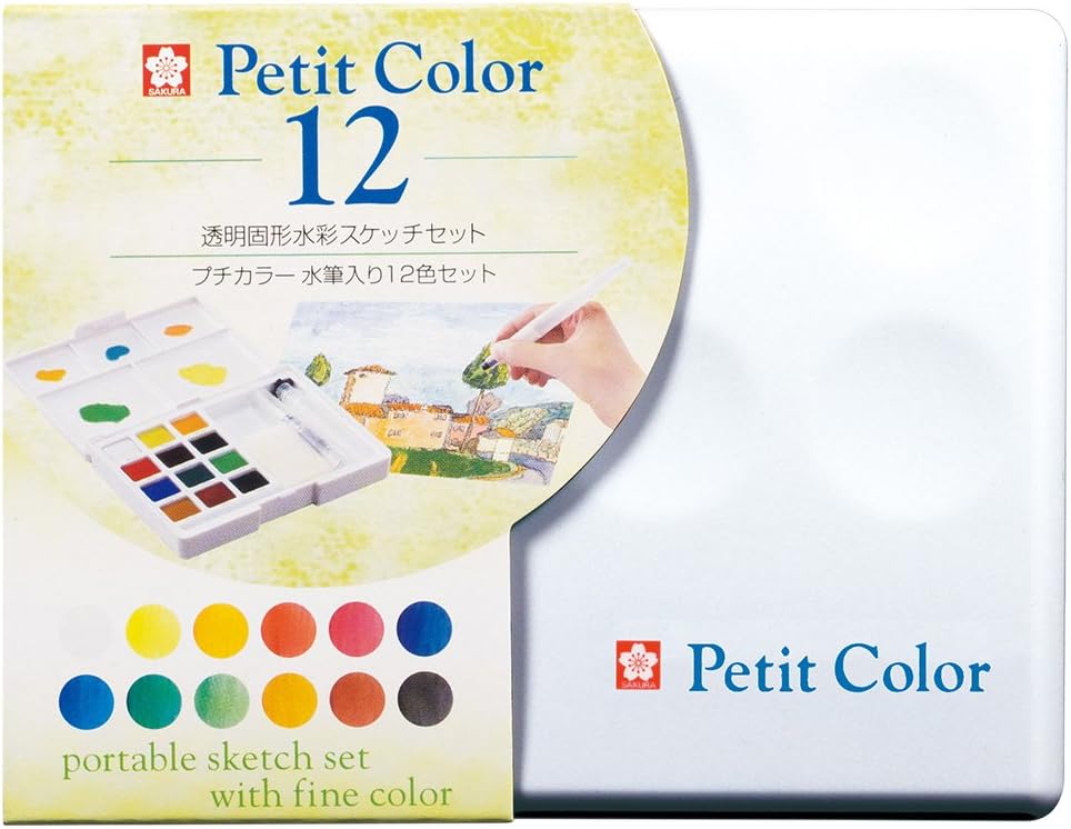 Cray-Pas Sakura Crepas solid watercolor set front view with case