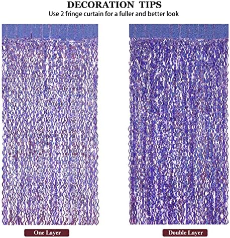 Adhesive backing demonstration on purple foil backdrop curtain panels