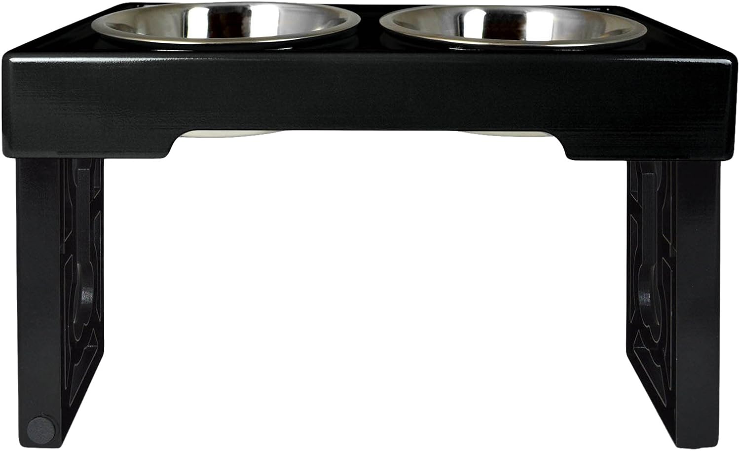Our Pets feeder barking bistro pet bowl front view silver elevated dog bowls