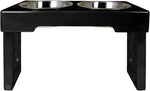 Our Pets feeder barking bistro pet bowl front view silver elevated dog bowls
