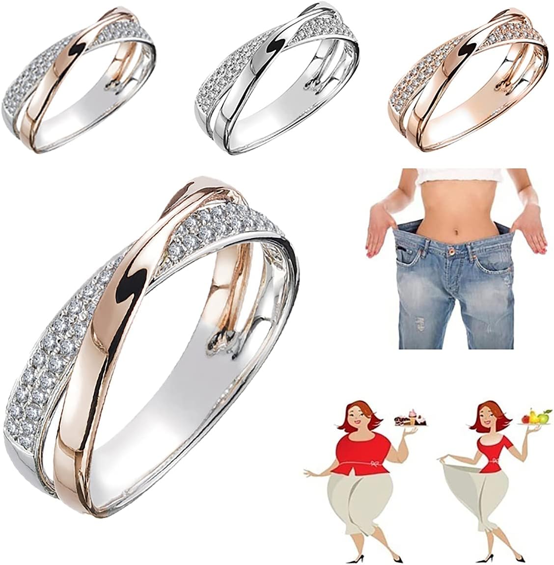Long-A magnetic slimming ring silver X shape front view
