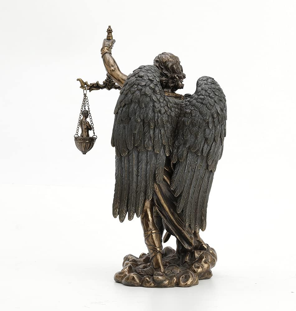 Rear view showcasing the intricate wing design and texture of the statue.