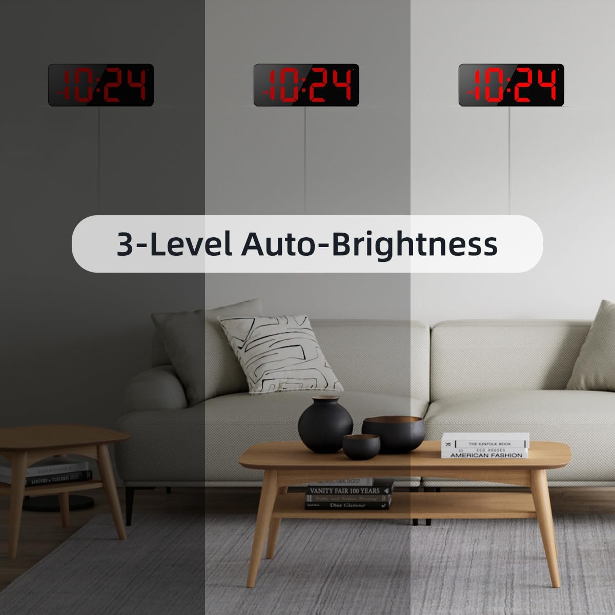 Xuanzit LED clock close up highlighting the anti reflective frosted surface