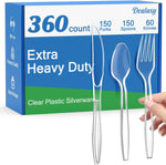 Dealusy heavy duty clear plastic silverware 360 count premium bulk packaging front view
