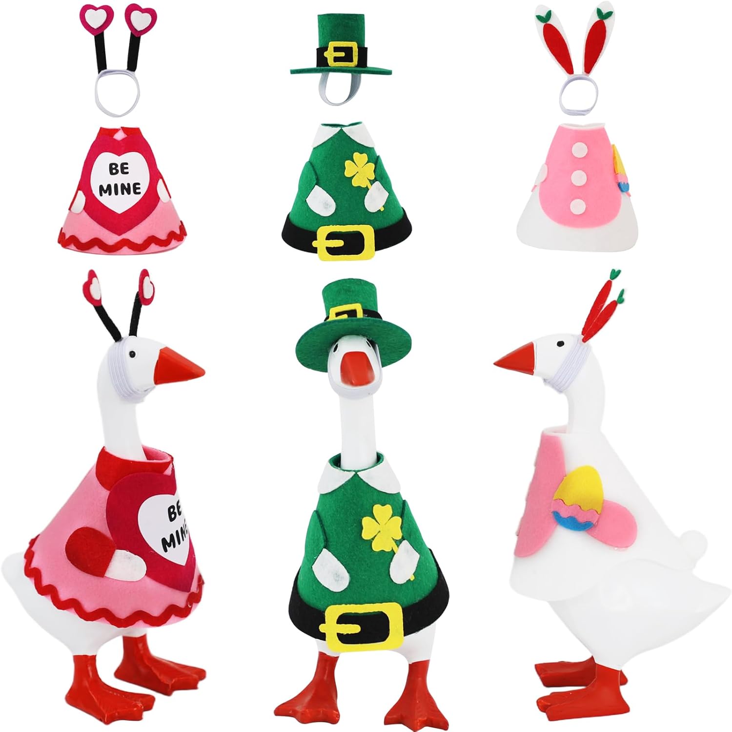 YGEINIT 6 piece 7 inch desk goose outfits front view