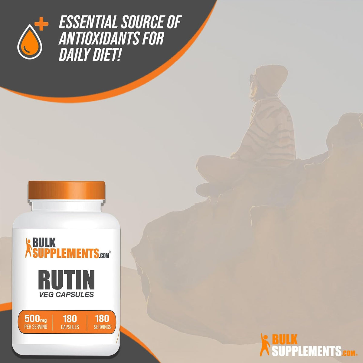 180 count BulkSupplements Rutin capsules bottle packaging