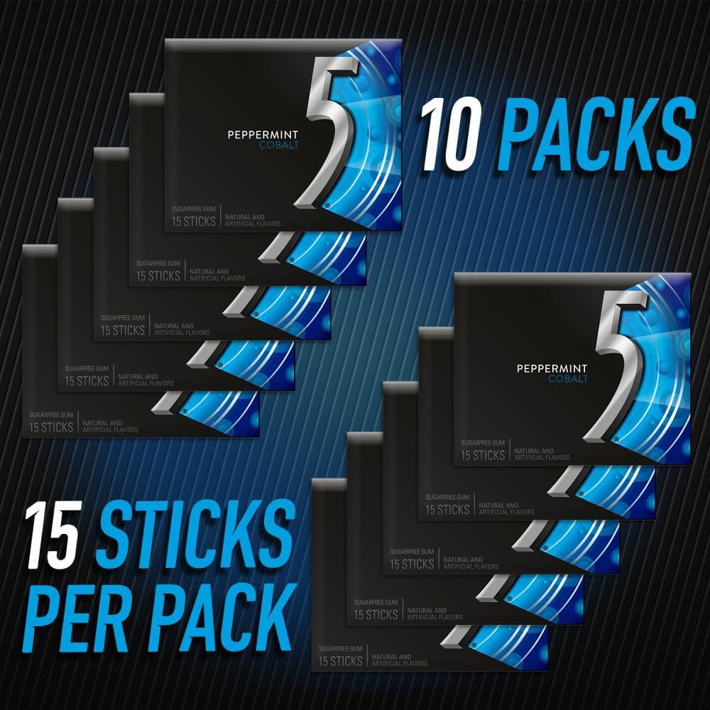 5 GUM Peppermint Cobalt 15 sticks package opening view