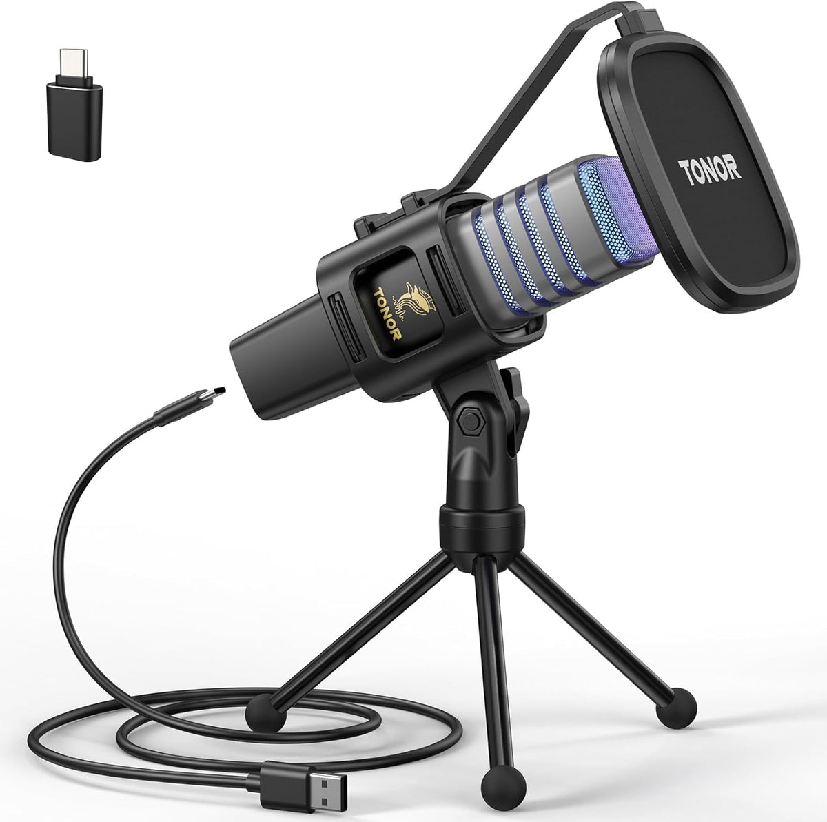 TONOR Podcast Microphone, USB Computer Mic, Cardioid Condenser PC Micro with Tripod Stand and Pop Filter for Podcasting, Streaming, Vocal Recording, PC & Laptop, 180 cm/70inch Cable, TC777 Pro - Image 12