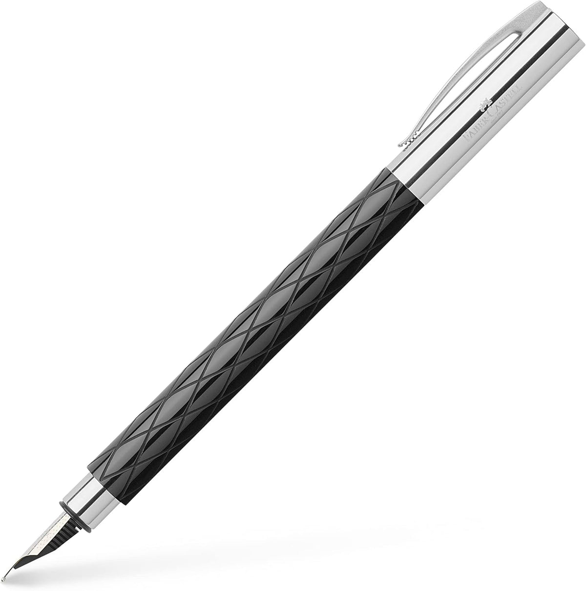 Faber-Castell Ambition Rhombus luxury rollerball pen displayed alongside its presentation packaging