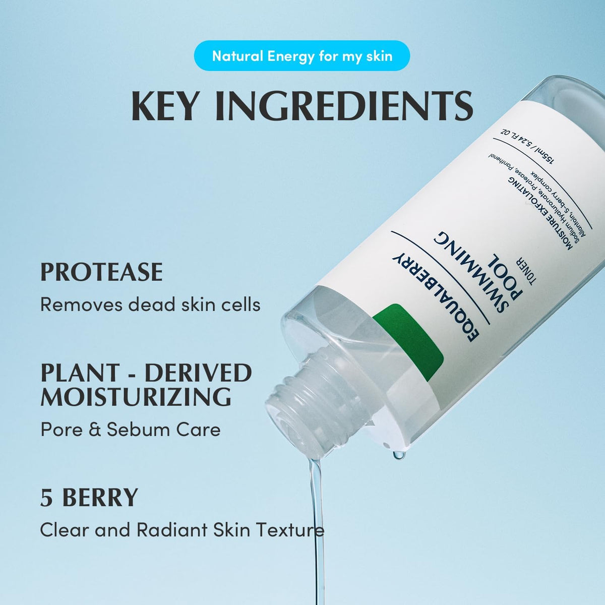 Eqqualberry swimming pool toner application on palm