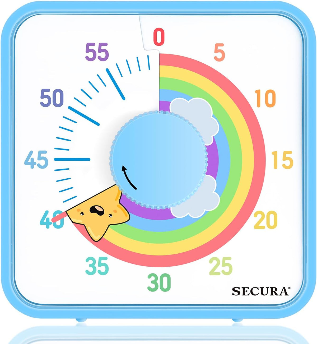 Secura 60-Minute Visual Timer, 7.5 Inch Magnetic Rainbow Countdown Timer for Classroom or Kitchen, Durable Mechanical Timer Clock with Magnetic Backing (Blue & Sun) - Image 13