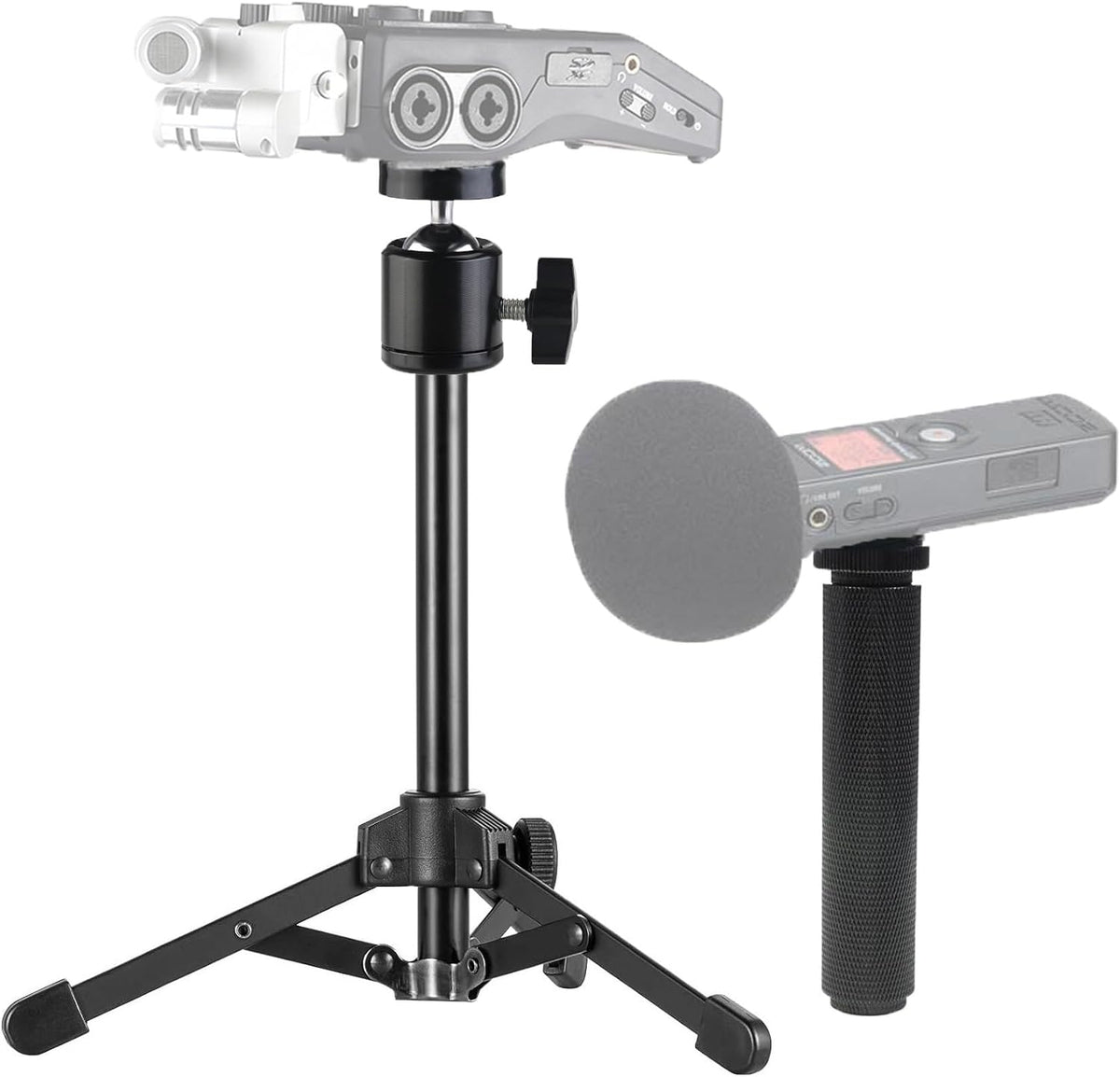 Acetaken portable recorder tripod stand and handle grip kit front view