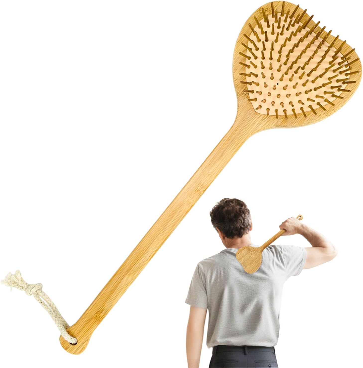 Youweiqu heart-shaped bamboo back scratcher front view