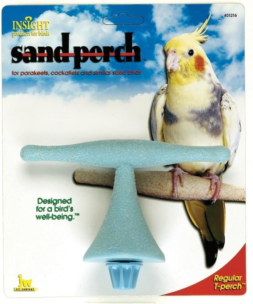 JW Pet bird perch showing textured sand coating surface