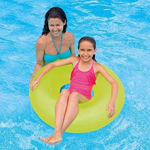 Assorted neon colors of Intex 36 inch inflatable pool rings