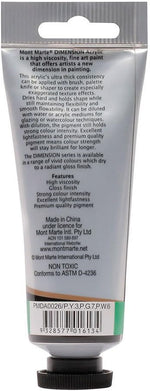 Mont Marte Emerald Green acrylic paint tube back label details