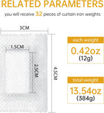 White drapery sew in weights for window curtains