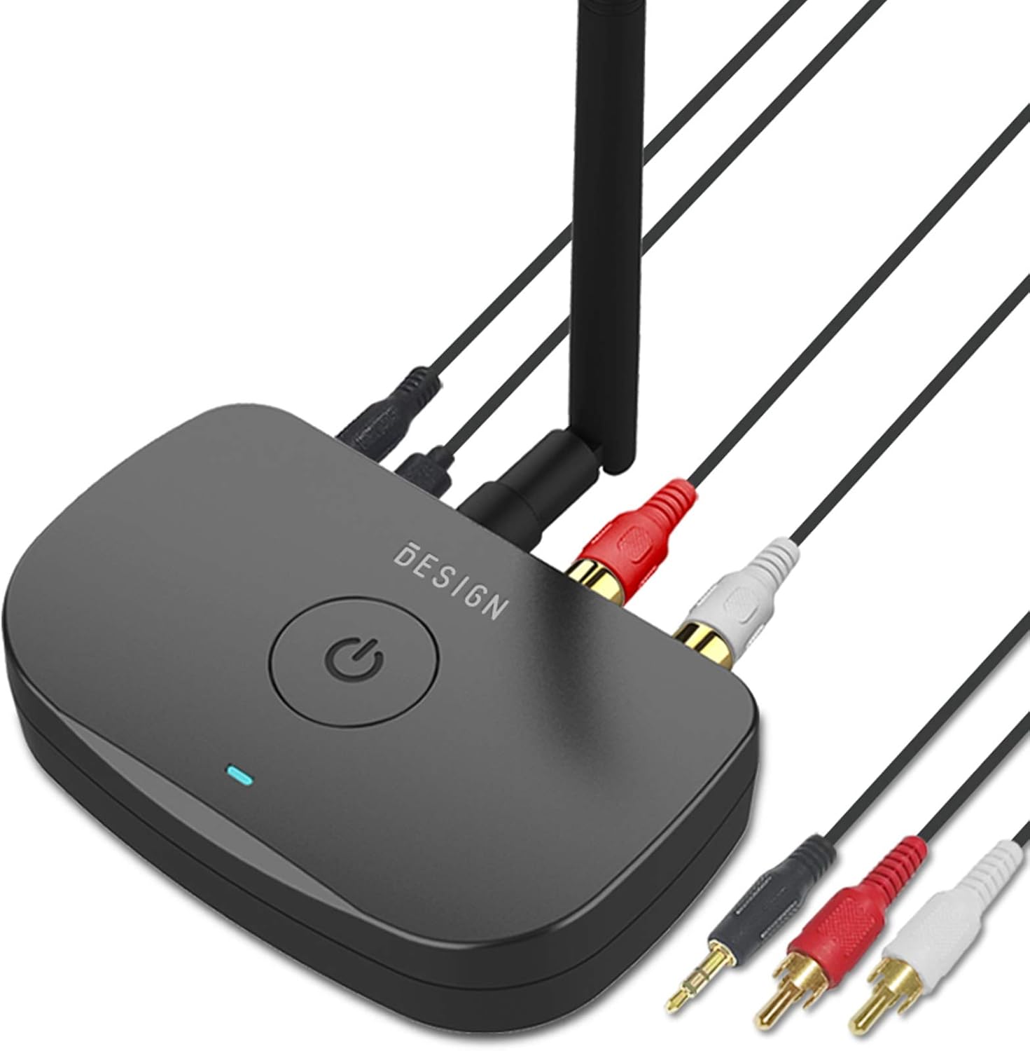 Besign BE-RCA long range bluetooth music receiver front view showing audio ports