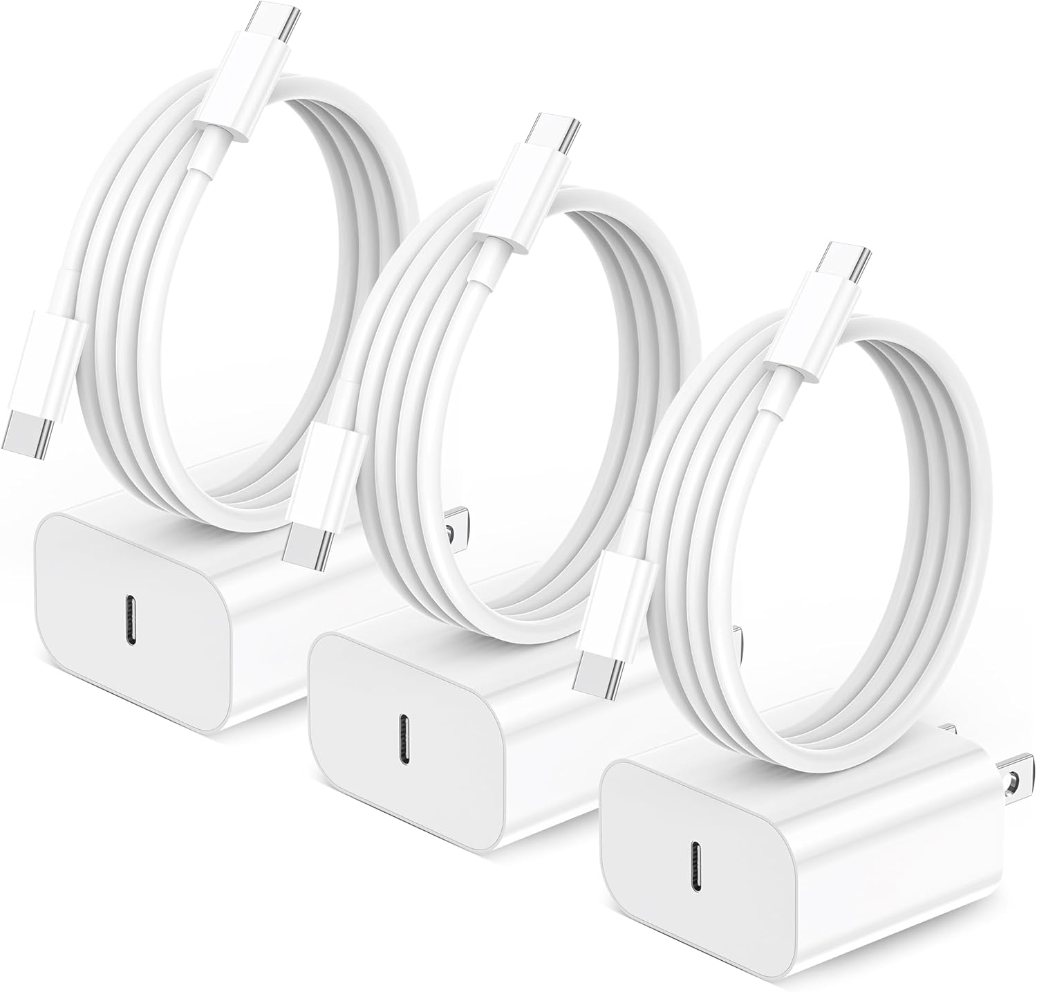 KTDRJN 20W USB-C wall charger three pack front view