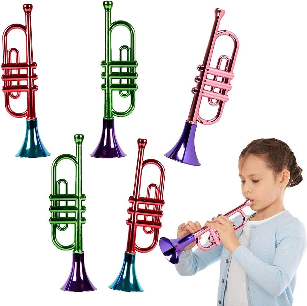 ArtCreativity 13 inch metallic trumpets set of 5 front view