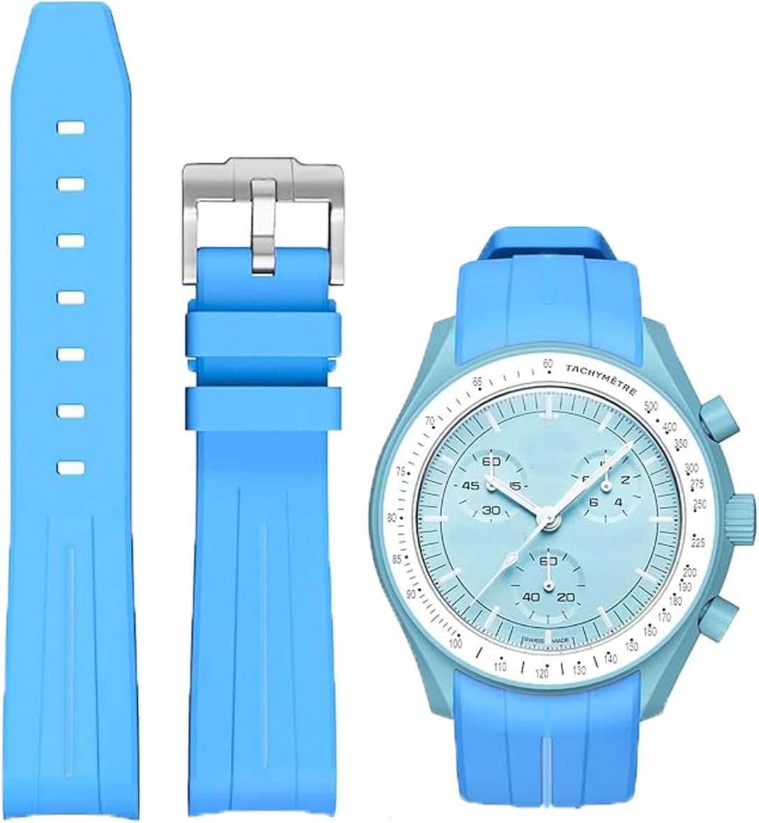 Rubber Strap for Moonswatch Watch,Curved No Gap,Premium Soft Durable Silicone Rubber Band Compatible with Omega x Swatch MoonSwatch Speedmaster 20mm Replacement Band Strap for Men Women - Image 15
