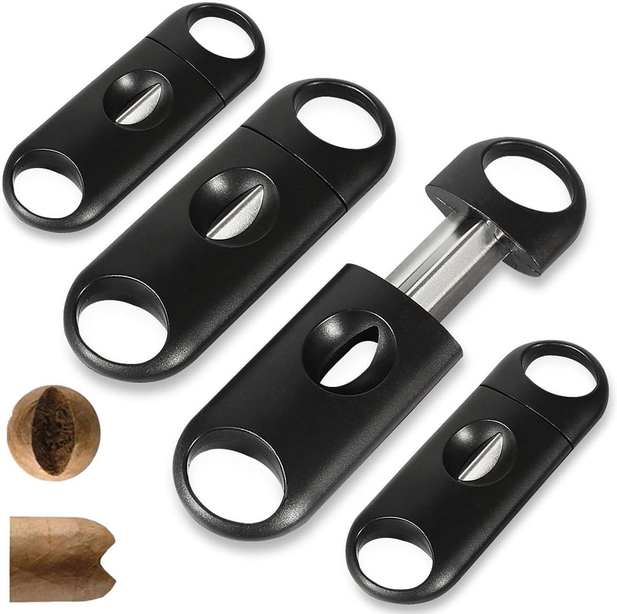 V-Cut Cigar Cutter Wedge Cut Portable Cigar Cutters for Men(4Pack, Black) - Image 1