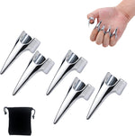 NUHUi stainless steel finger claw rings set front view showing five polished metal covers
