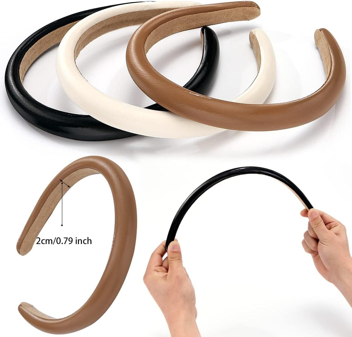 NARUNING white leather headband profile display
