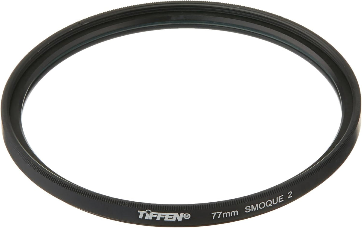 Tiffen 77mm Smoque 2 filter front view optical glass