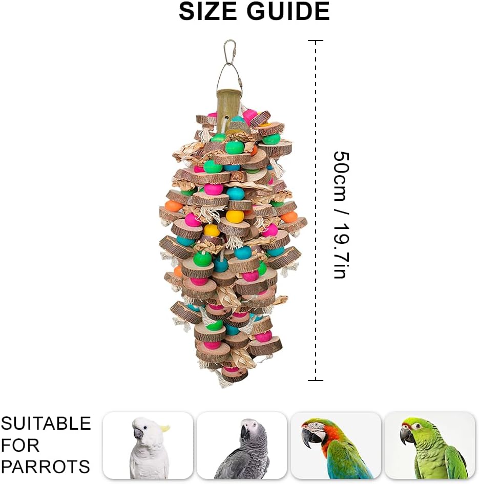 Natural colored wooden blocks hanging parrot chew accessory