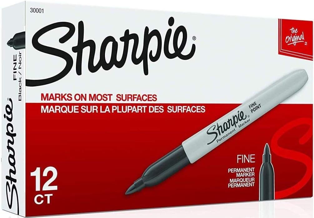 Sharpie fine point black markers box packaging