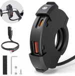 Fahren BlueFire motorcycle USB charger front view showcasing dual ports and handlebar mount.