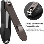 GLAMFIELDS Nail Clippers with No Splash Storage Box, Large Fingernail Toenail Clipper Detachable Easy Clean Nail Cutter Trimmer with Nail Files for Men & Women, Leather Case Packed Black (1 Pack) - Image 3