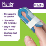 Flents finger splint showing four-sided protection design