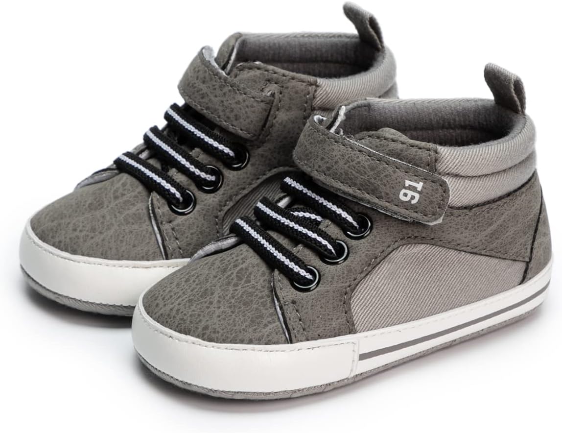 CENCIRILY Baby Boys Girls High Top Sneaker Soft Sole Infant First Walk Shoe | Hook-and-loop strap, Padded ankle collar, Flexible anti-skid outsole, for 0-18 months, Crawling, Daycare and Outings - Image 9
