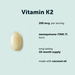 Micro Ingredients Vitamin K2 MK-7 200 mcg package back details